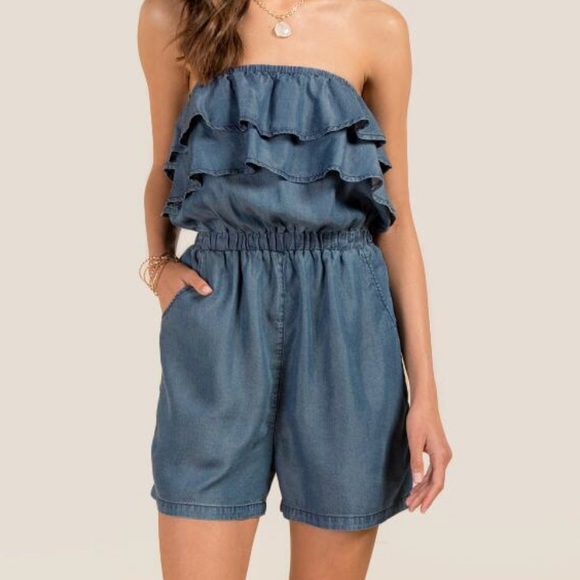 Blue Rain Pants - EUC Jean romper size M